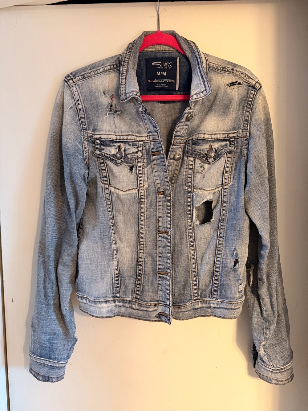 Silver Jeans Light Blue Distressed Women's Denim Jacket